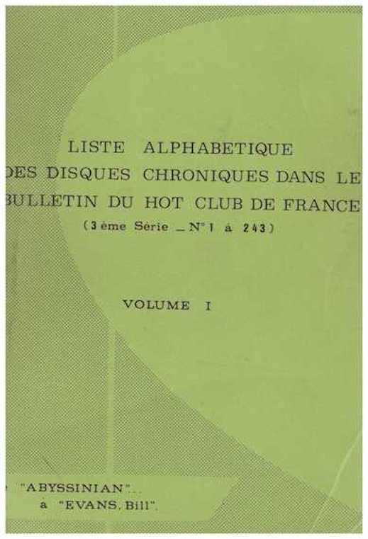 Image Liste alphab&eacute;tique des disques chroniqu&eacute;s dans le BHCF - Vol II